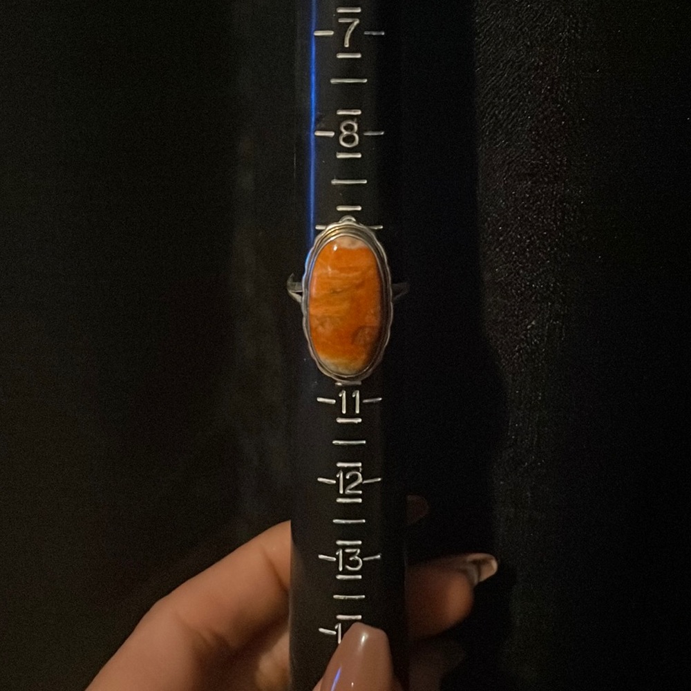 Sterling silver stamped orange ring.